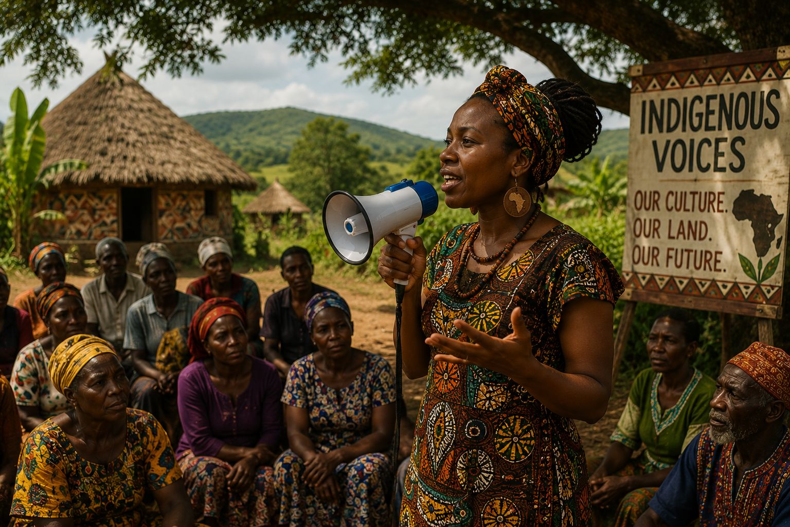 Community elder addressing villagers for the Indigenous Voices campaign